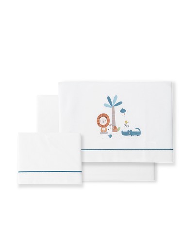 Triptico Cuna Mod Leon Palmera+Broche Bco/Petroleo