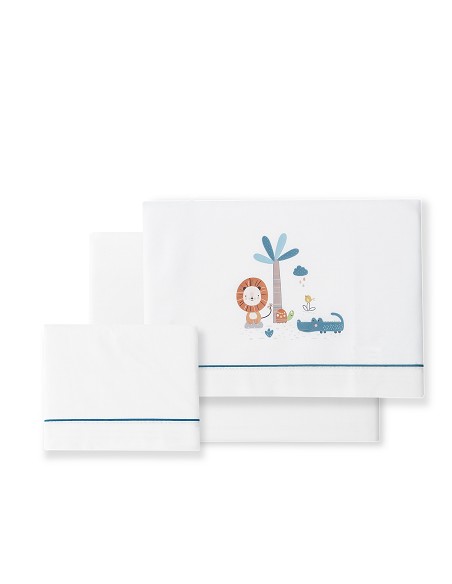 Triptico Cuna Mod Leon Palmera+Broche Bco/Petroleo