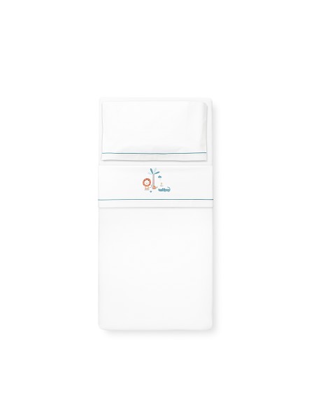 Triptico Cuna Mod Leon Palmera+Broche Bco/Petroleo