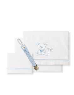 Triptico Cuna Mod Oso Lazo+Broche Bco/Azul