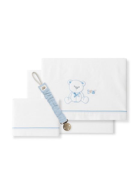 Triptico Cuna Mod Oso Lazo+Broche Bco/Azul