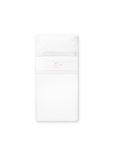 Triptico Cuna Mod Oso Lazo+Broche Bco/Rosa