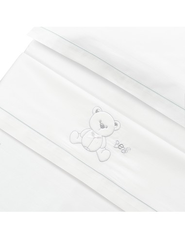 Triptico Cuna Mod Oso Lazo+Broche Bco/Gris