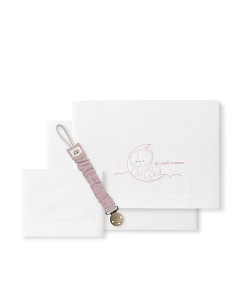 Triptico Cuna Mod Sweet Moon+Broche Bco/Rosa