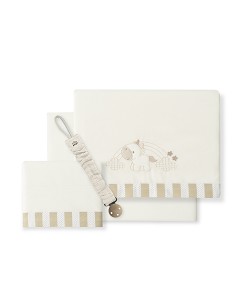 Triptico Cuna Mod Unicornio Nubes+Broche Beig