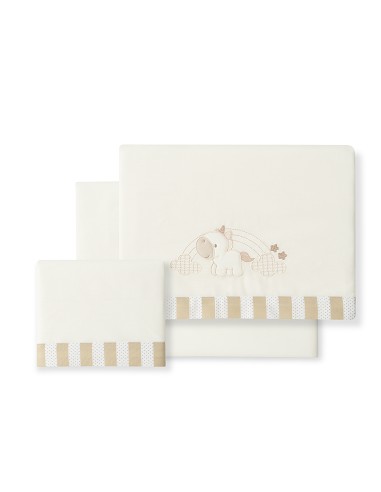 Triptico Cuna Mod Unicornio Nubes+Broche Beig