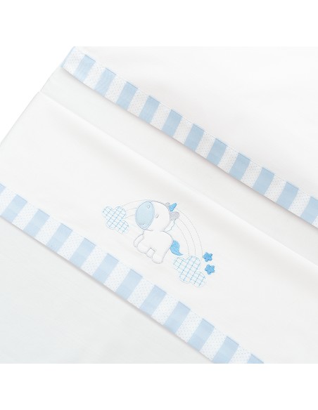 Triptico Cuna Mod Unicornio Nubes+Broche Bco/Azul
