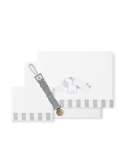 Triptico Cuna Mod Unicornio Nubes+Broche Bco/Gris