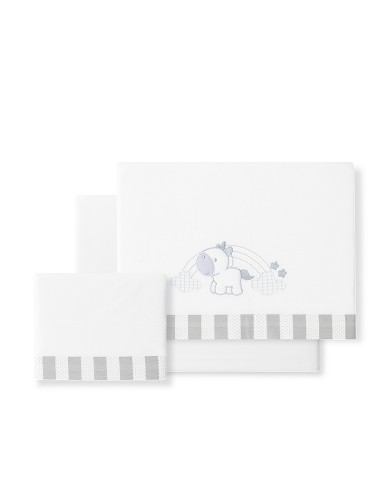 Triptico Cuna Mod Unicornio Nubes+Broche Bco/Gris