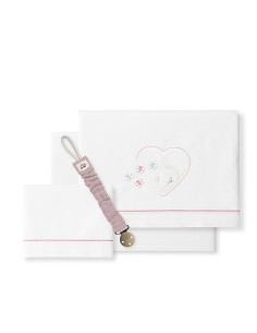 Triptico Cuna Mod Oso Mariposa+Broche Bco/Rosa