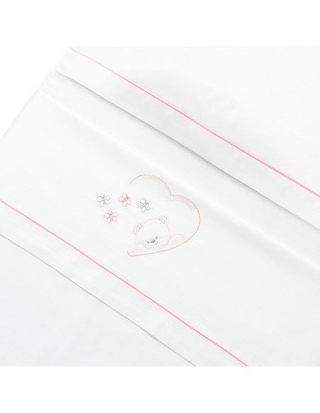 Triptico Cuna Mod Oso Mariposa+Broche Bco/Rosa