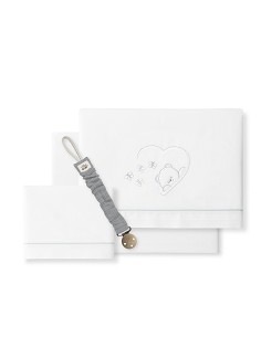Triptico Cuna Mod Oso Mariposa+Broche Bco/Gris