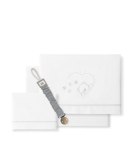 Triptico Cuna Mod Oso Mariposa+Broche Bco/Gris