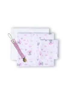Triptico Cuna Mod Avion Papel+Broche Bco/Rosa