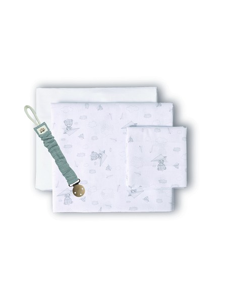 Triptico Cuna Mod Avion Papel+Broche Bco/Gris