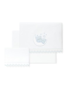 Triptico Cuna Oso Luna Guipur+Broche Bco/Azul 2