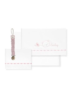 Triptico Cuna Cara Osito Baby Pasacinta + Broche Bco/Rosa