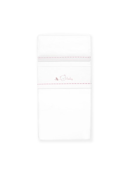 Triptico Cuna Cara Osito Baby Pasacinta + Broche Bco/Rosa