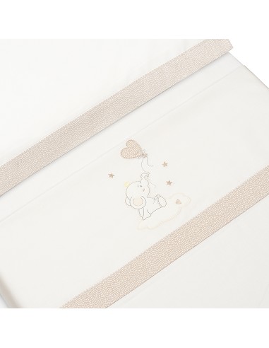 Triptico Cuna Elefante Globo Corazon+Broche Beig