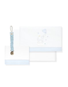 Triptico Cuna Elefante Globo Corazon+Broche Bco/Azul