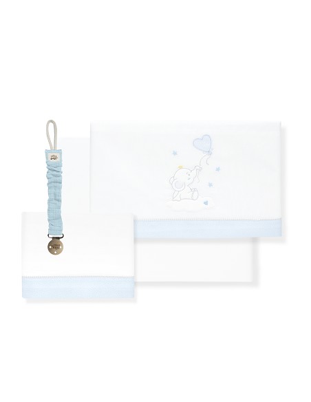 Triptico Cuna Elefante Globo Corazon+Broche Bco/Azul