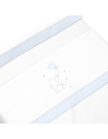 Triptico Cuna Elefante Globo Corazon+Broche Bco/Azul