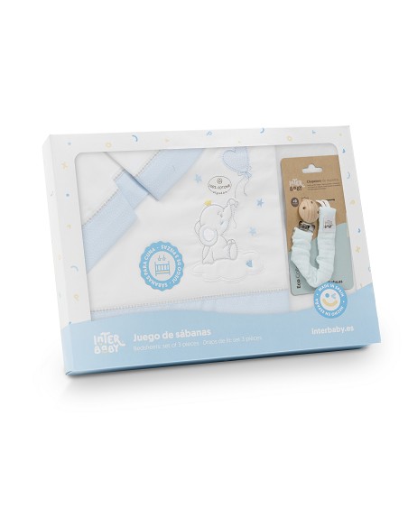 Triptico Cuna Elefante Globo Corazon+Broche Bco/Azul