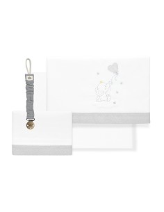 Triptico Cuna Elefante Globo Corazon+Broche Bco/Gris