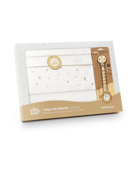Triptico Cuna Estrellas Luna+Broche Beig