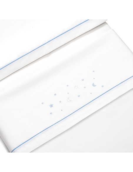 Triptico Cuna Estrellas Luna+Broche Bco/Azul