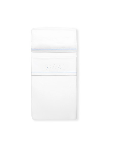 Triptico Cuna Estrellas Luna+Broche Bco/Azul