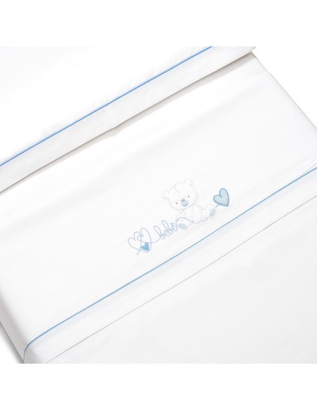 Triptico Cuna Corazon Oso Bebe+Broche Bco/Azul