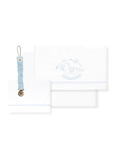 Triptico Cuna Caballito+Broche Bco/Azul