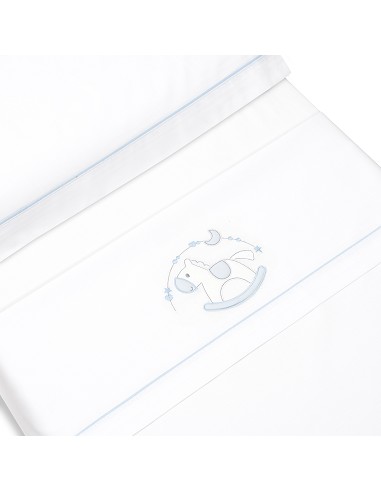 Triptico Cuna Caballito+Broche Bco/Azul