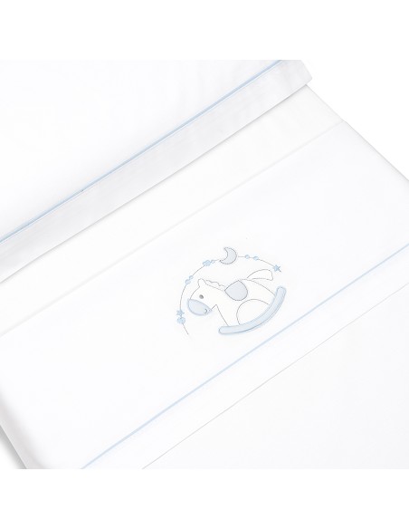 Triptico Cuna Caballito+Broche Bco/Azul