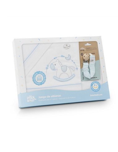 Triptico Cuna Caballito+Broche Bco/Azul
