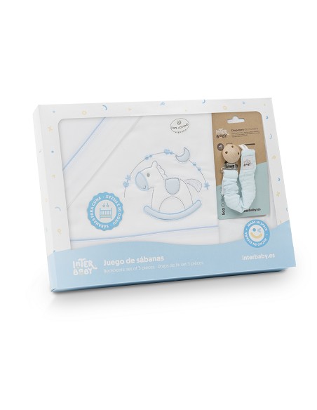Triptico Cuna Caballito+Broche Bco/Azul