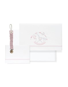Triptico Cuna Caballito+Broche Bco/Rosa