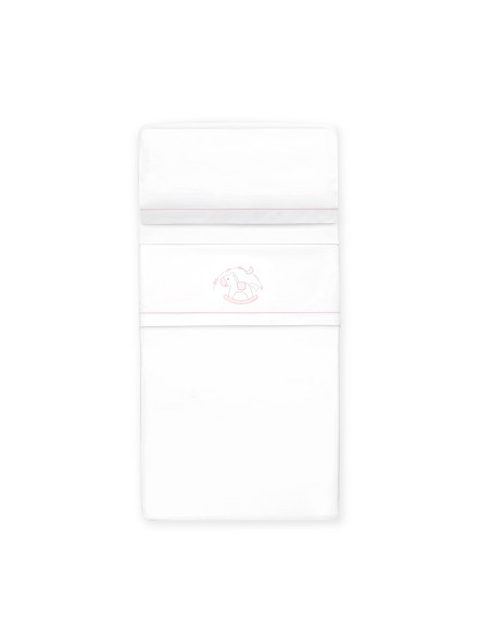 Triptico Cuna Caballito+Broche Bco/Rosa