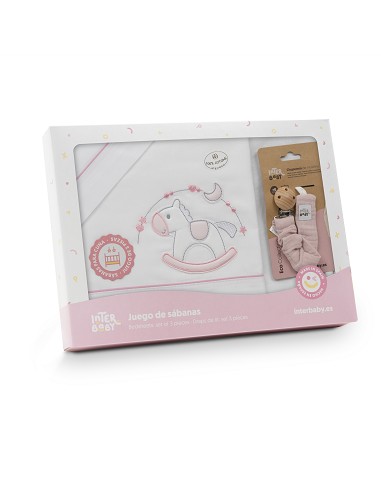 Triptico Cuna Caballito+Broche Bco/Rosa