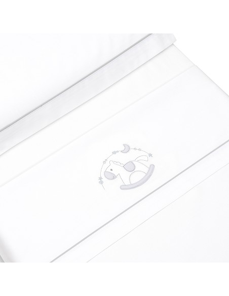 Triptico Cuna Caballito+Broche Bco/Gris