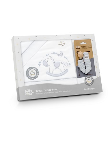 Triptico Cuna Caballito+Broche Bco/Gris