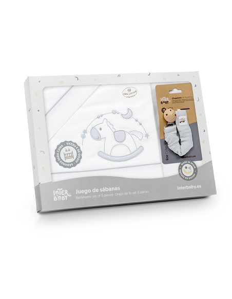 Triptico Cuna Caballito+Broche Bco/Gris