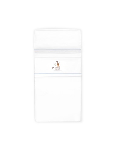 Triptico Cuna Estampado Rino-Leon+Broche Bco/Azul