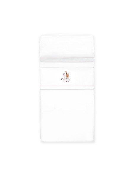 Triptico Cuna Estampado Rino-Leon+Broche Bco/Rosa