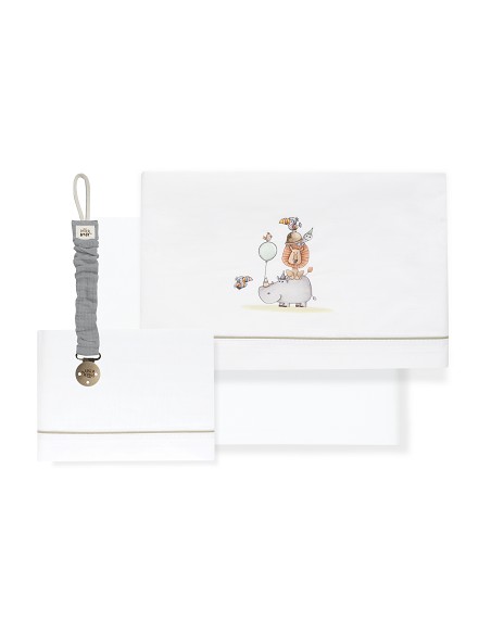 Triptico Cuna Estampado Rino-Leon+Broche Bco/Verde