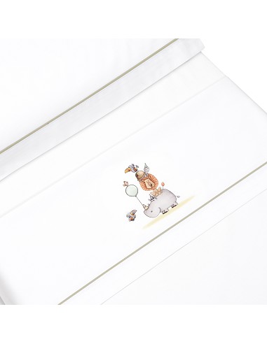 Triptico Cuna Estampado Rino-Leon+Broche Bco/Verde