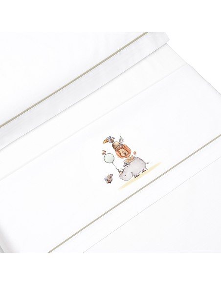 Triptico Cuna Estampado Rino-Leon+Broche Bco/Verde