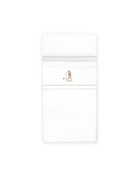 Triptico Cuna Estampado Rino-Leon+Broche Bco/Verde