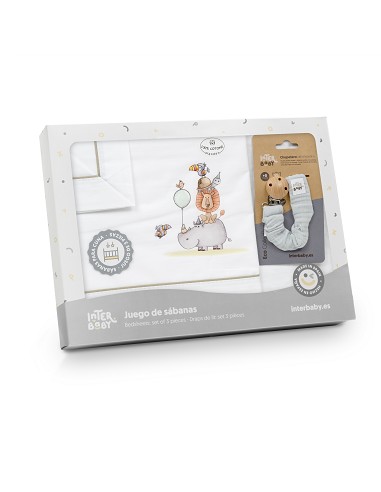 Triptico Cuna Estampado Rino-Leon+Broche Bco/Verde